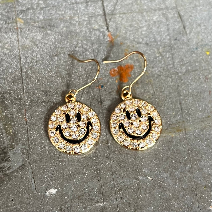 Smiley Drop Earrings Gold