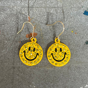 Smiley Drop Earrings Yellow