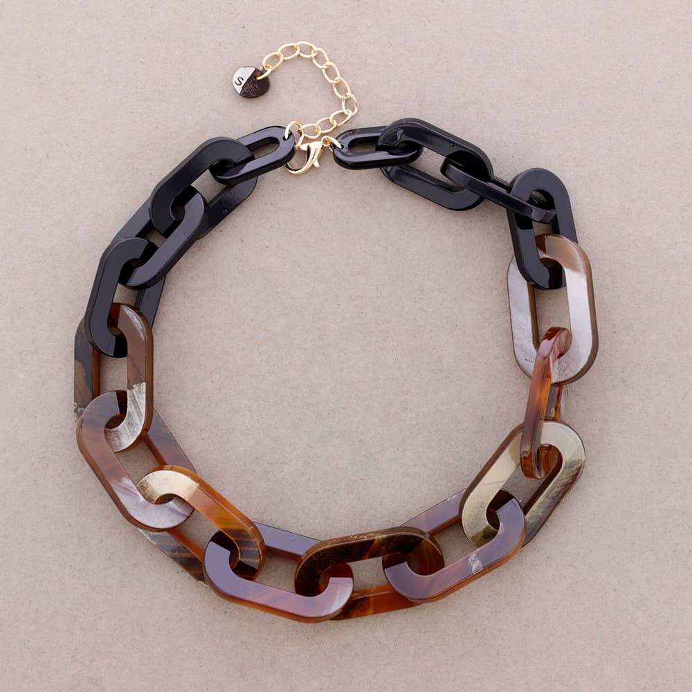 Bicolor Resin Link Choker Blue