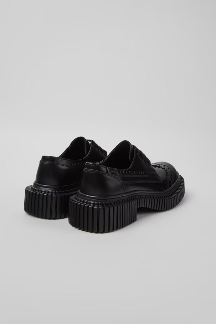Twin Black Leather Lace Up Shoes
