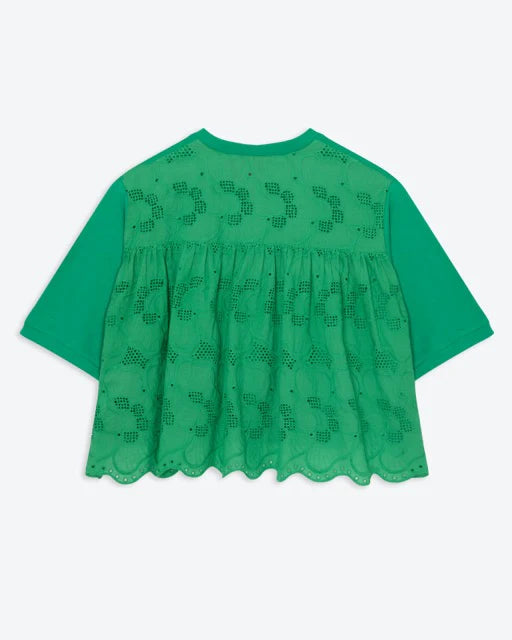 Green Broderie Jersey Mix Top - Last One