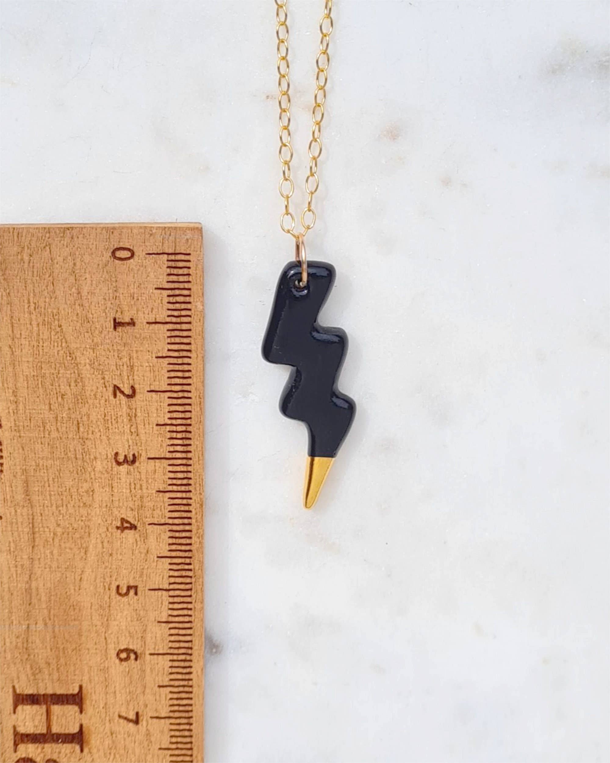 Strike Pendant Necklace - Porcelain with Gold Tip