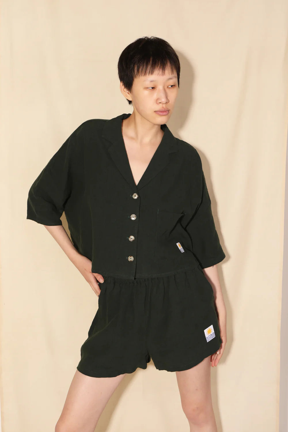 Linen Shorts Green