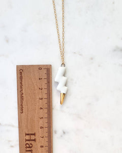 Strike Porcelain Pendant White Porcelain and Gold