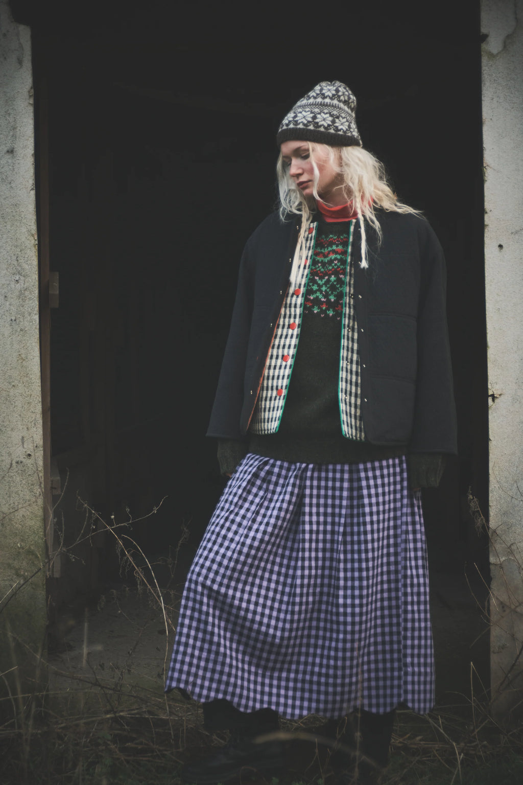 Purple Check Scallop Skirt
