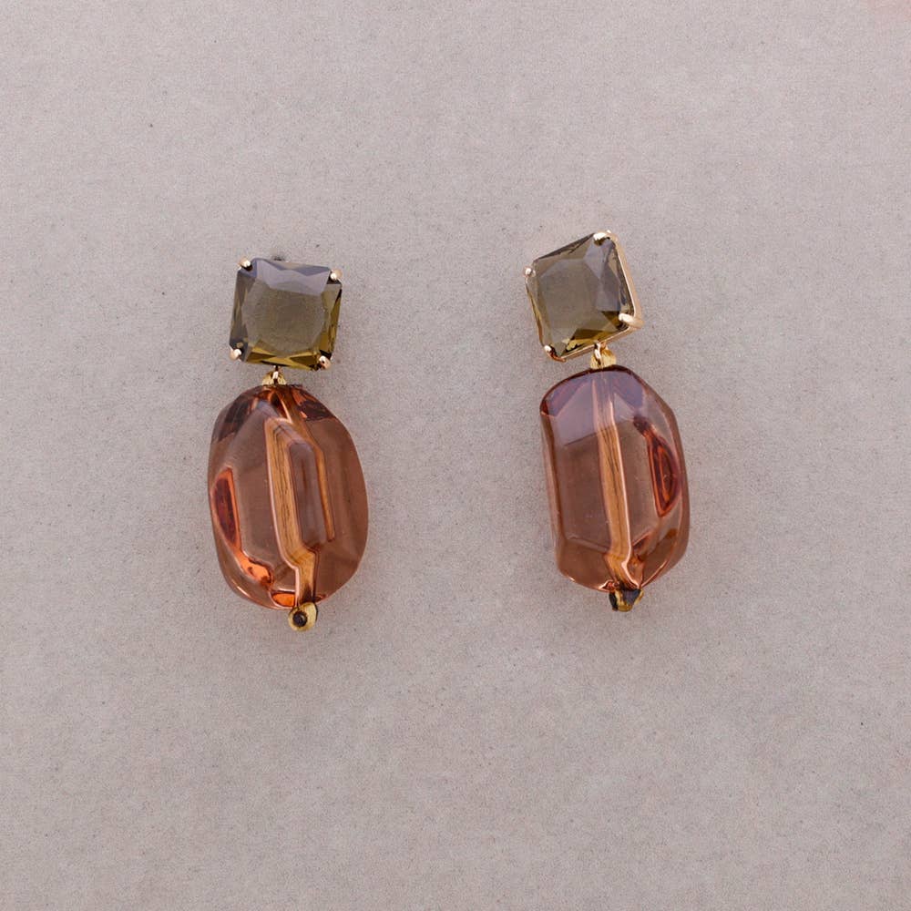 Taupe Resin Dangly Earrings