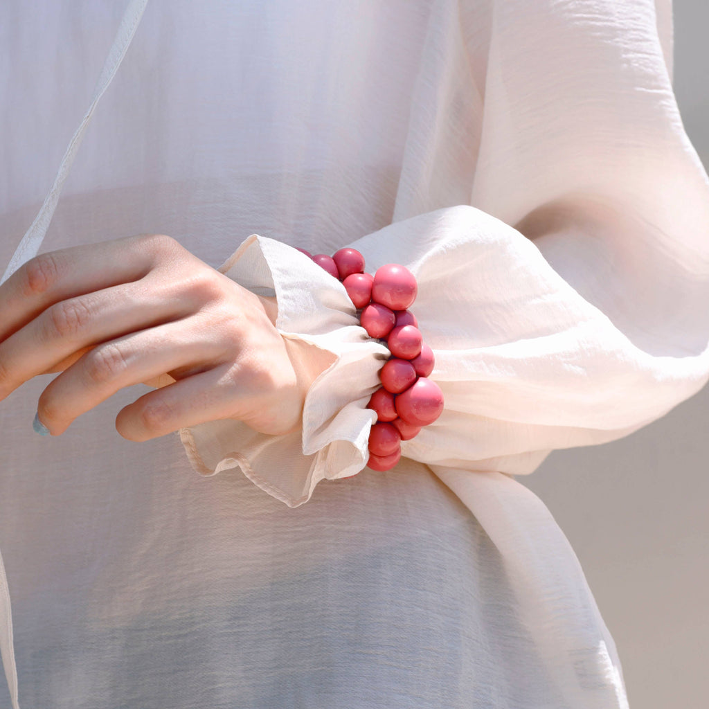 Rose Pink Resin Bead Bracelet