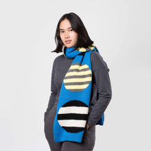 Stripe Dot Big Scarf: Cobalt