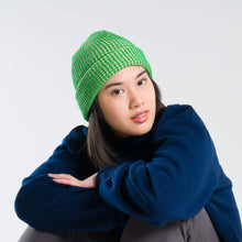 Simple Grid Knit Beanie: Kelly Green