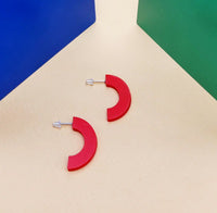 Red Curve Stud Earrings