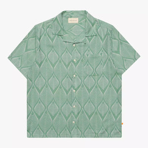 Stachio Green Leaf Jacquard Short Sleeve Shirt