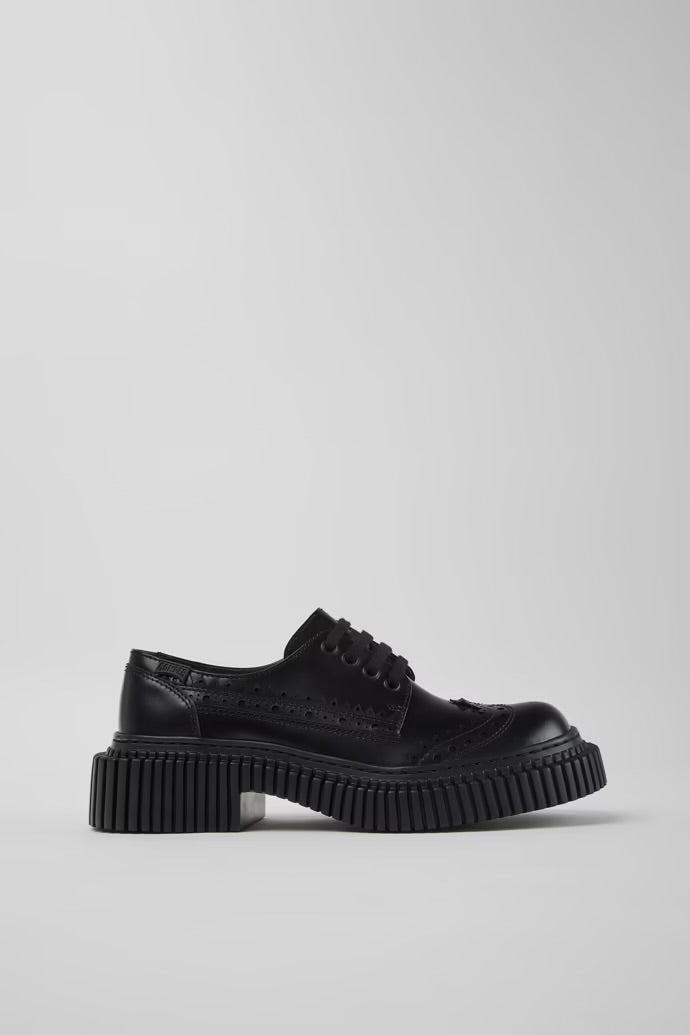 Twin Black Leather Lace Up Shoes