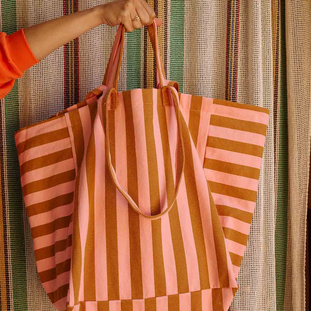 Caramel and Strawberry Stripes Elisa Tote Bag