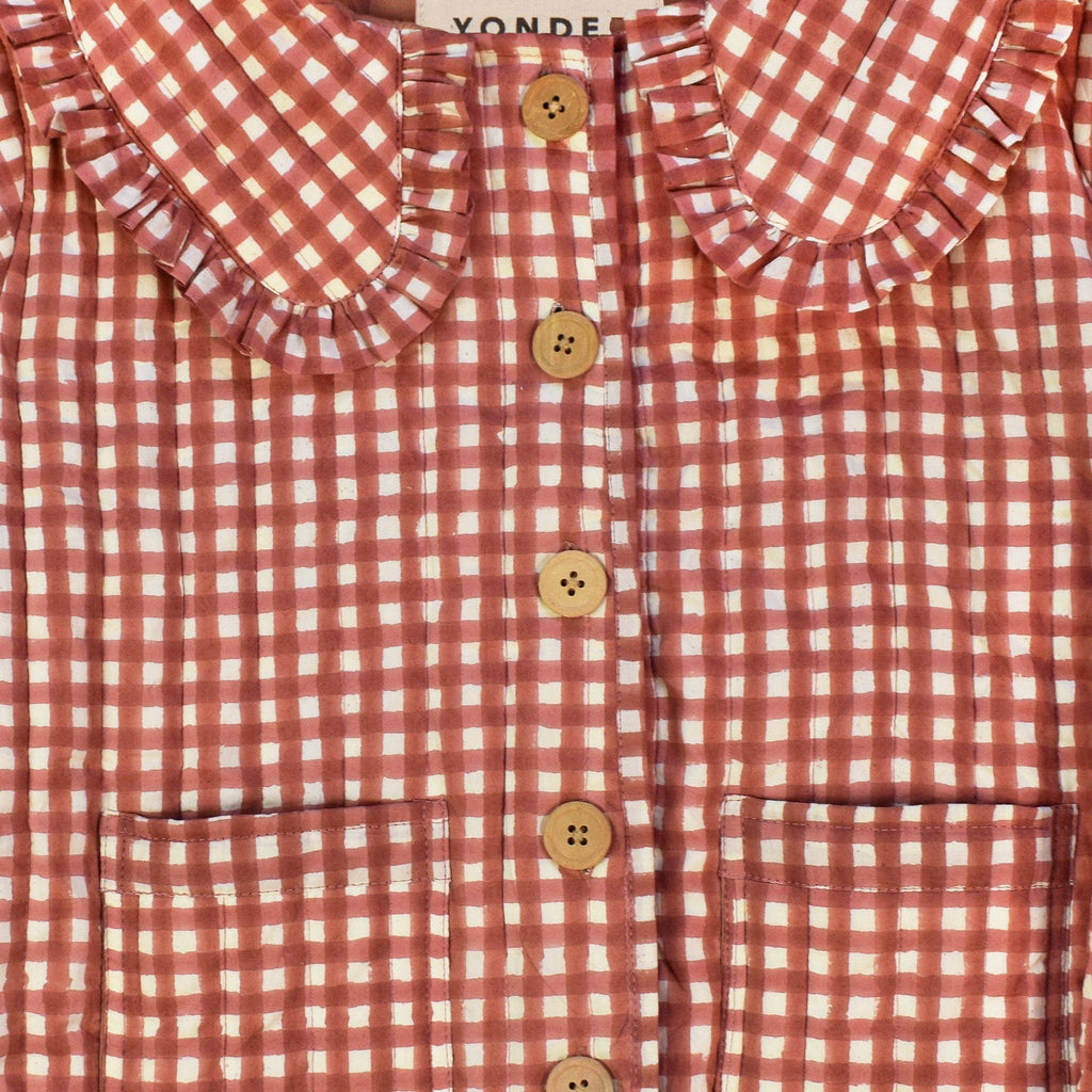 Red Gingham Cotton Quilted Jacket