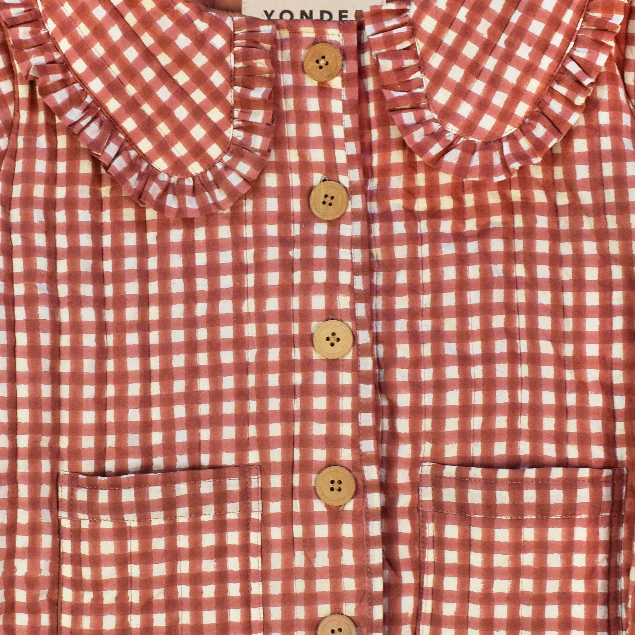 Red Gingham Cotton Quilted Jacket