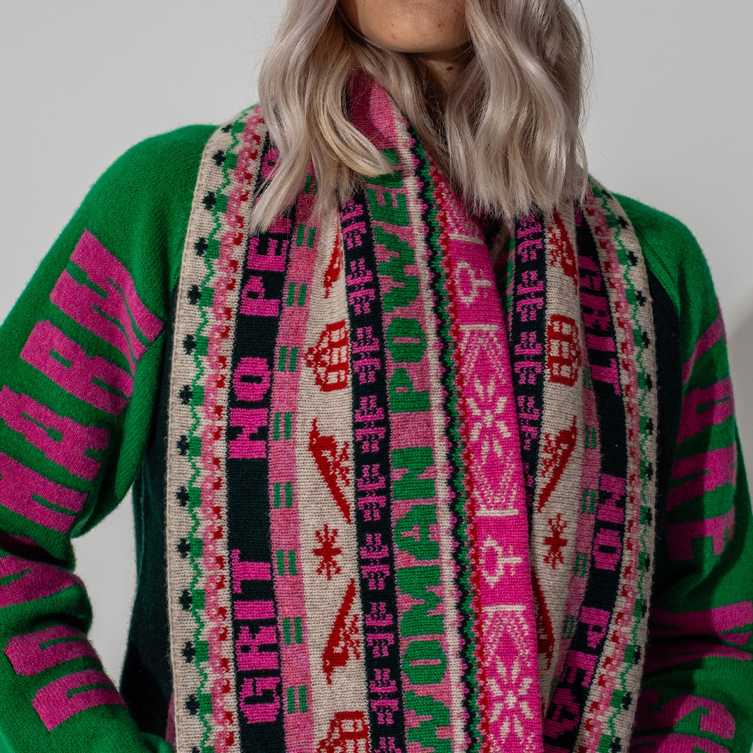 Feminist Fairisle Loop Scarf - Pre Order for 6 Nov 25