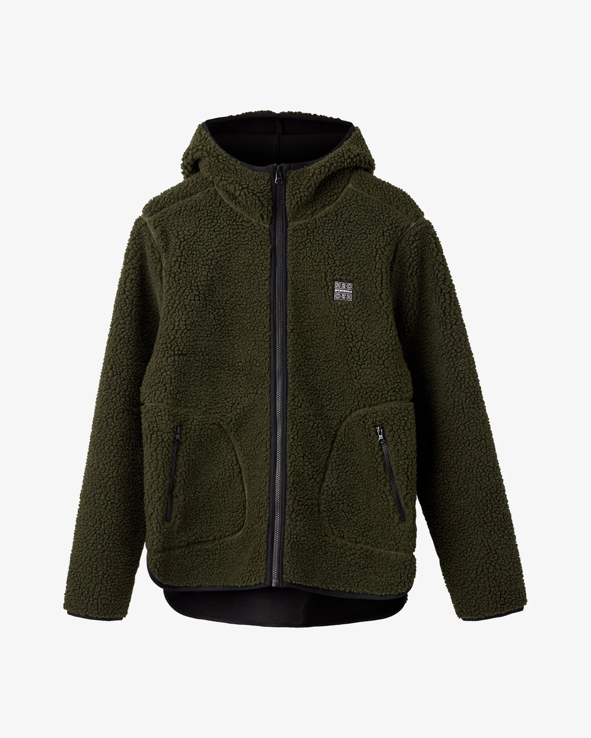 Army Green Hooded Pile Jacket