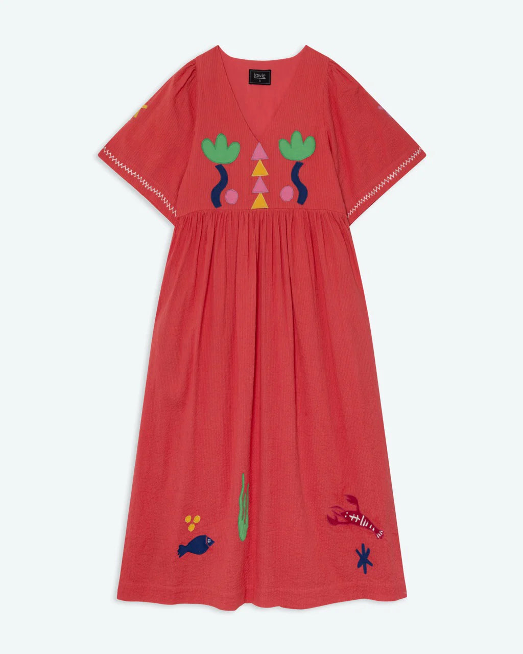 Washed Red Seersucker Etta Dress