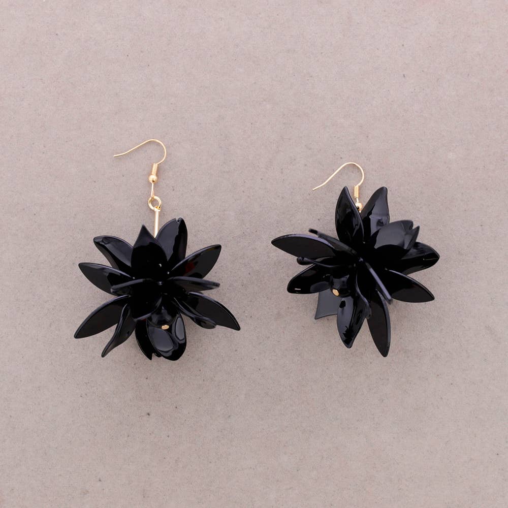 Dangling Flower Earrings Negro