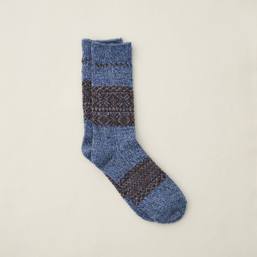 Wool Organic Cotton Blue Snow Pattern Socks