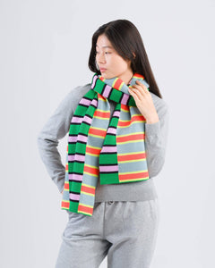 Zipper Stripe Big Scarf: Poppy Stone Blue