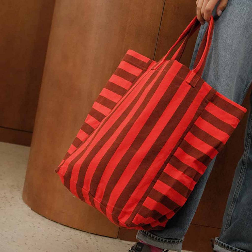 Brown and Red Stripe Elisabeth Tote bag
