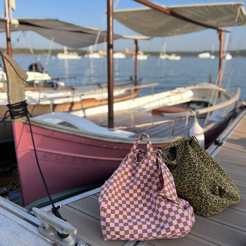 Caramel and Strawberry Checkerboard Elisa Tote Bag