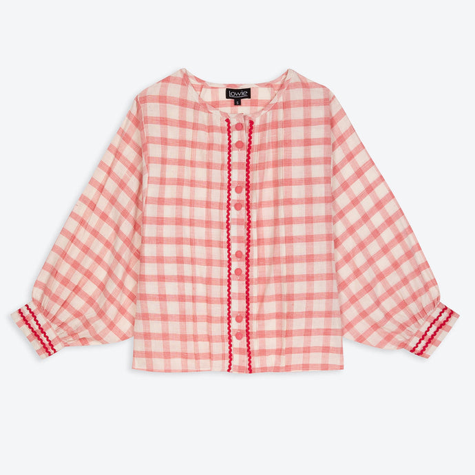Pink Check Batwing Blouse -Last One (size Medium)