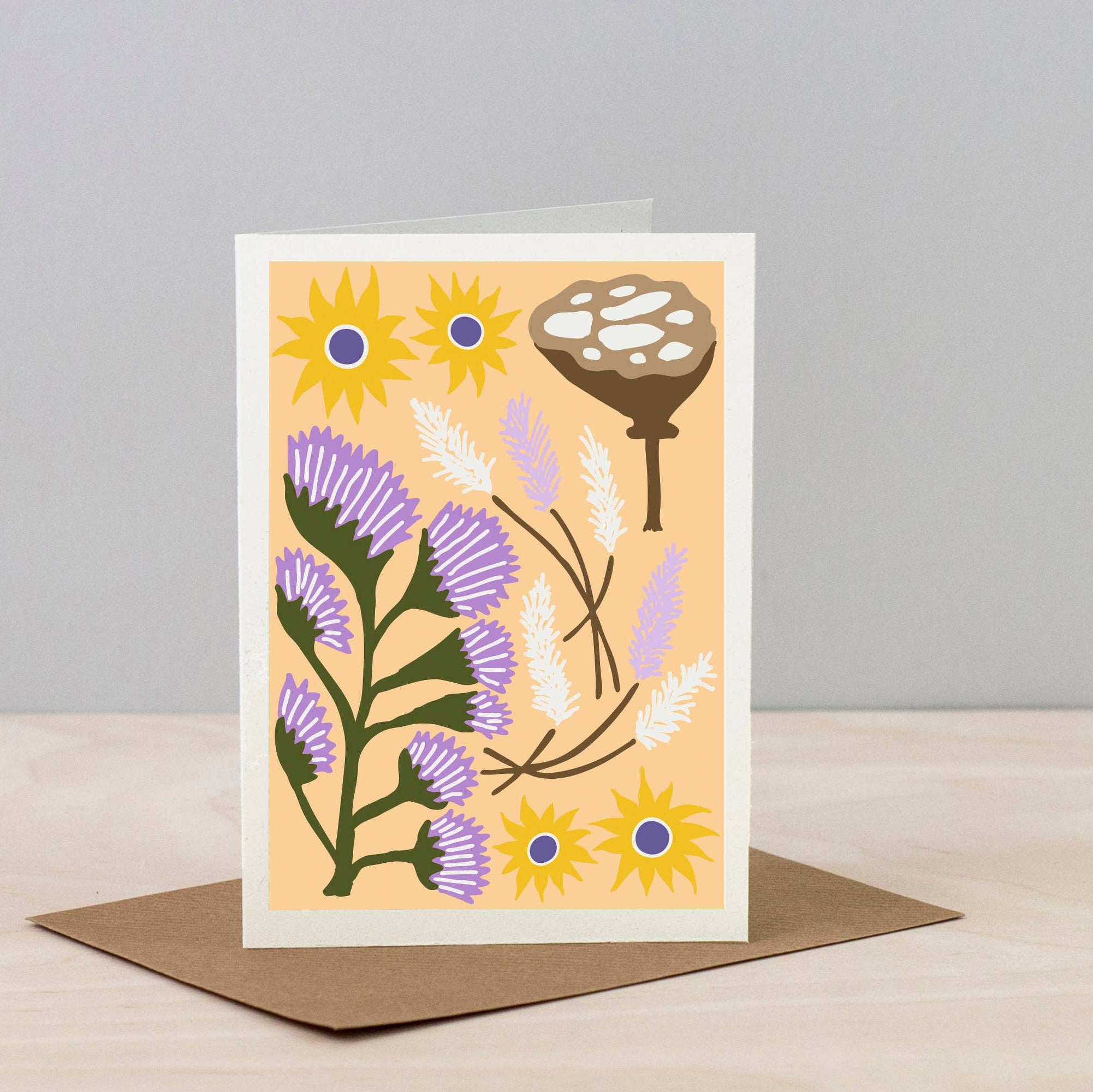 Wheat Yellow All Occasions Dried Flower Card