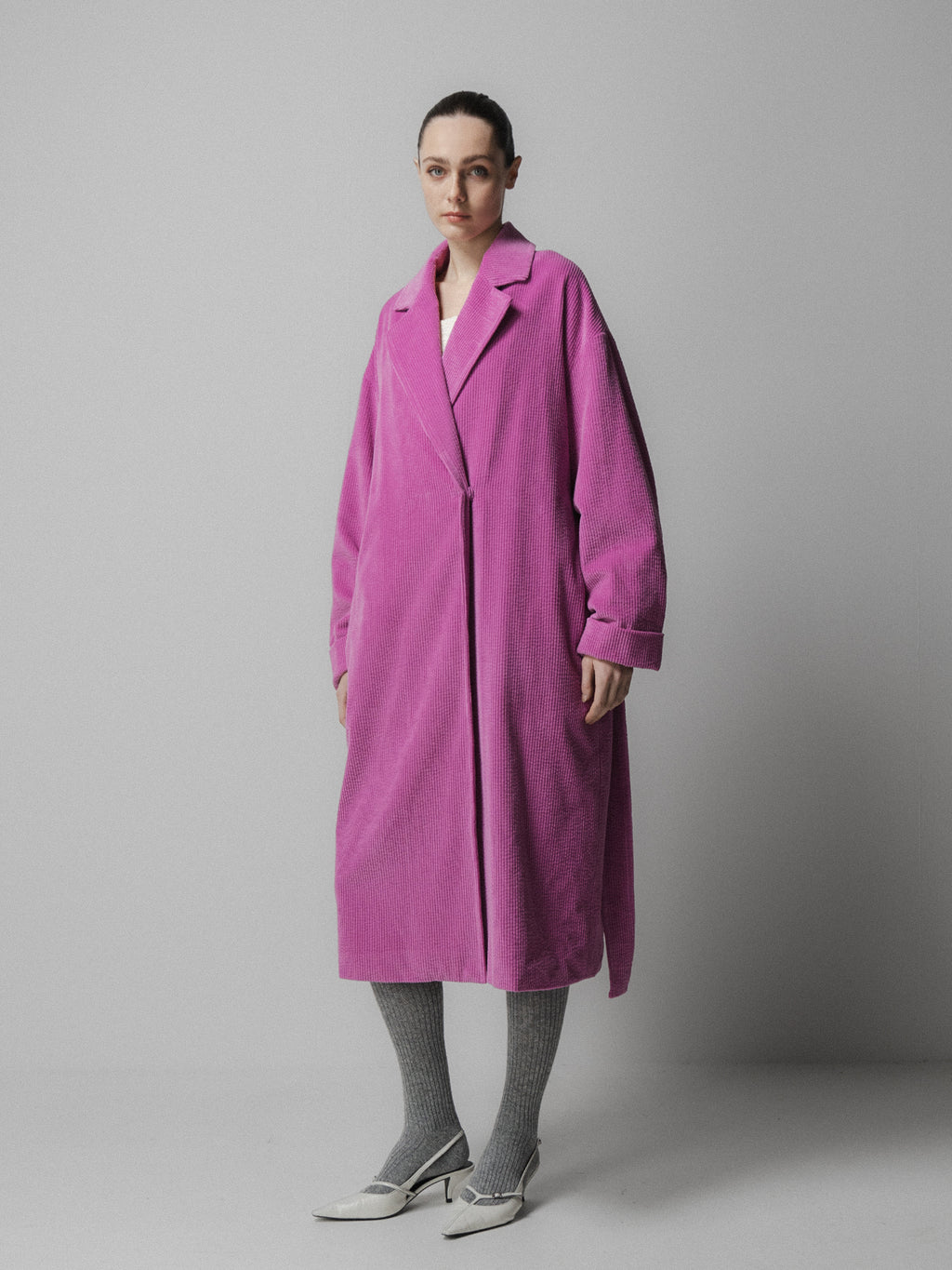 Corduroy Long Belted Coat
