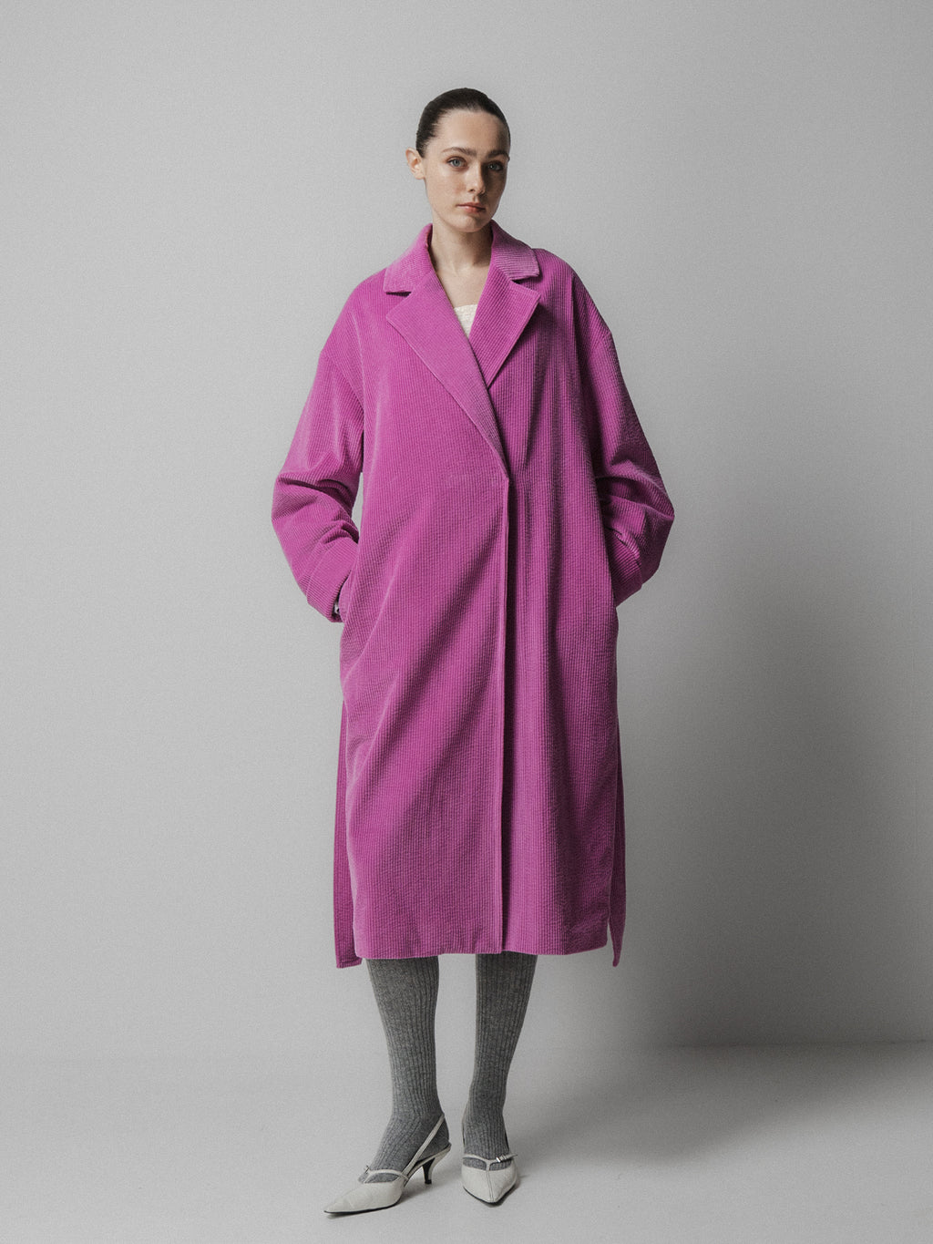 Corduroy Long Belted Coat