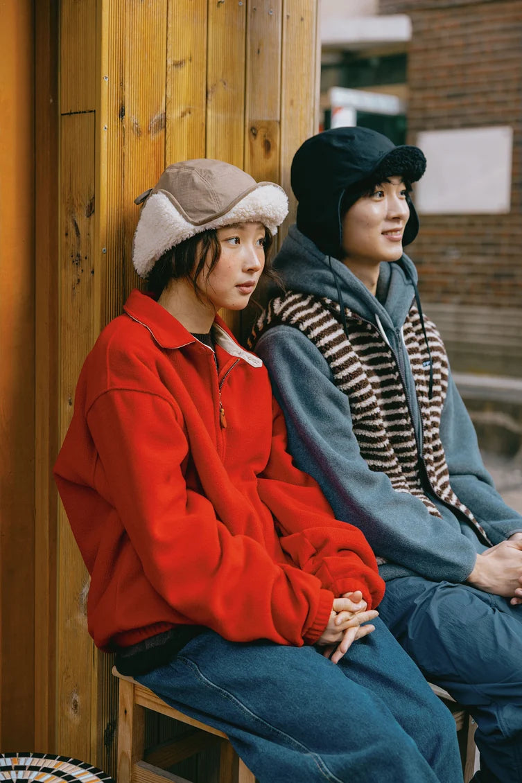 Red Fleece Bomber Jacket