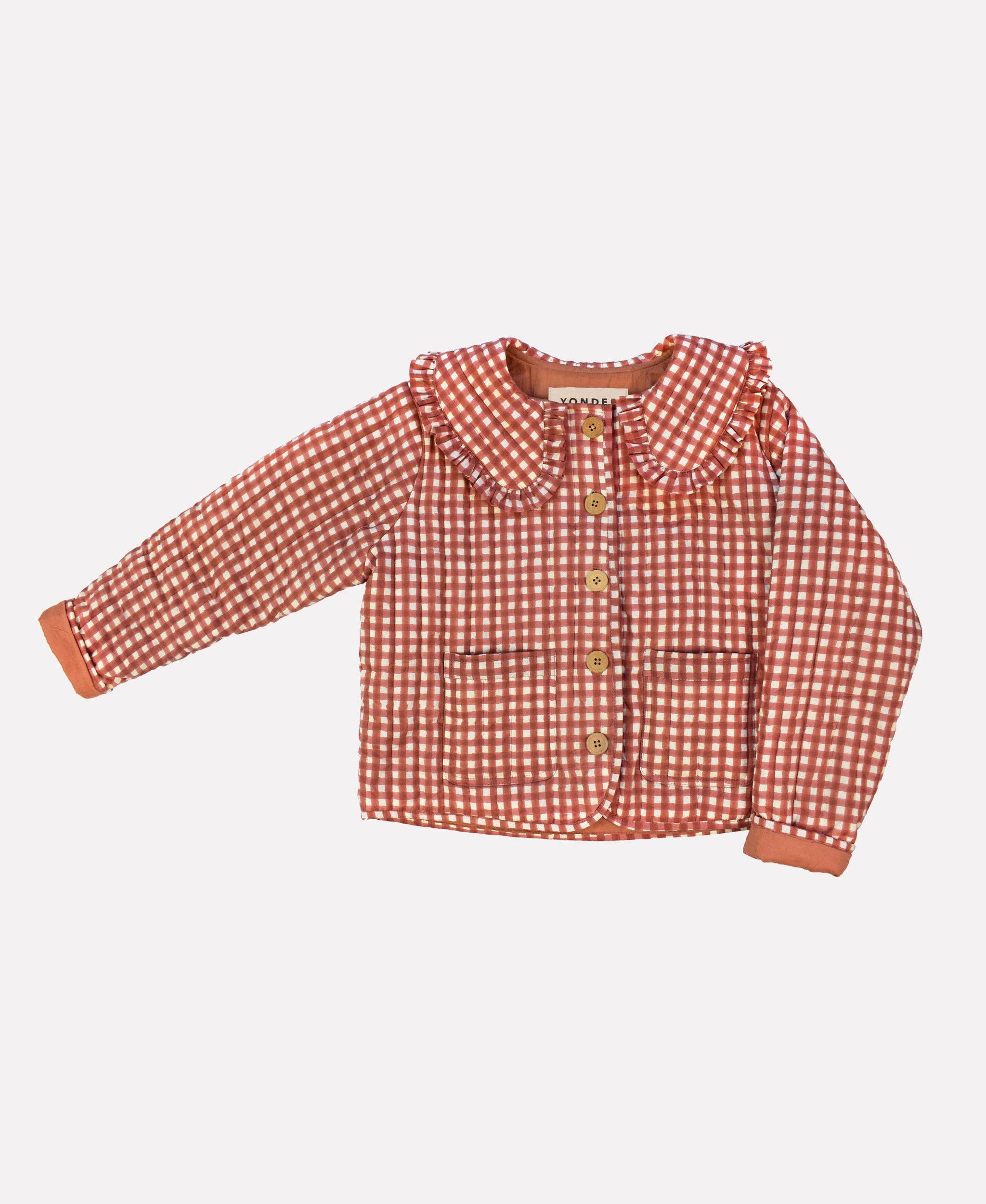 Red Gingham Cotton Quilted Jacket