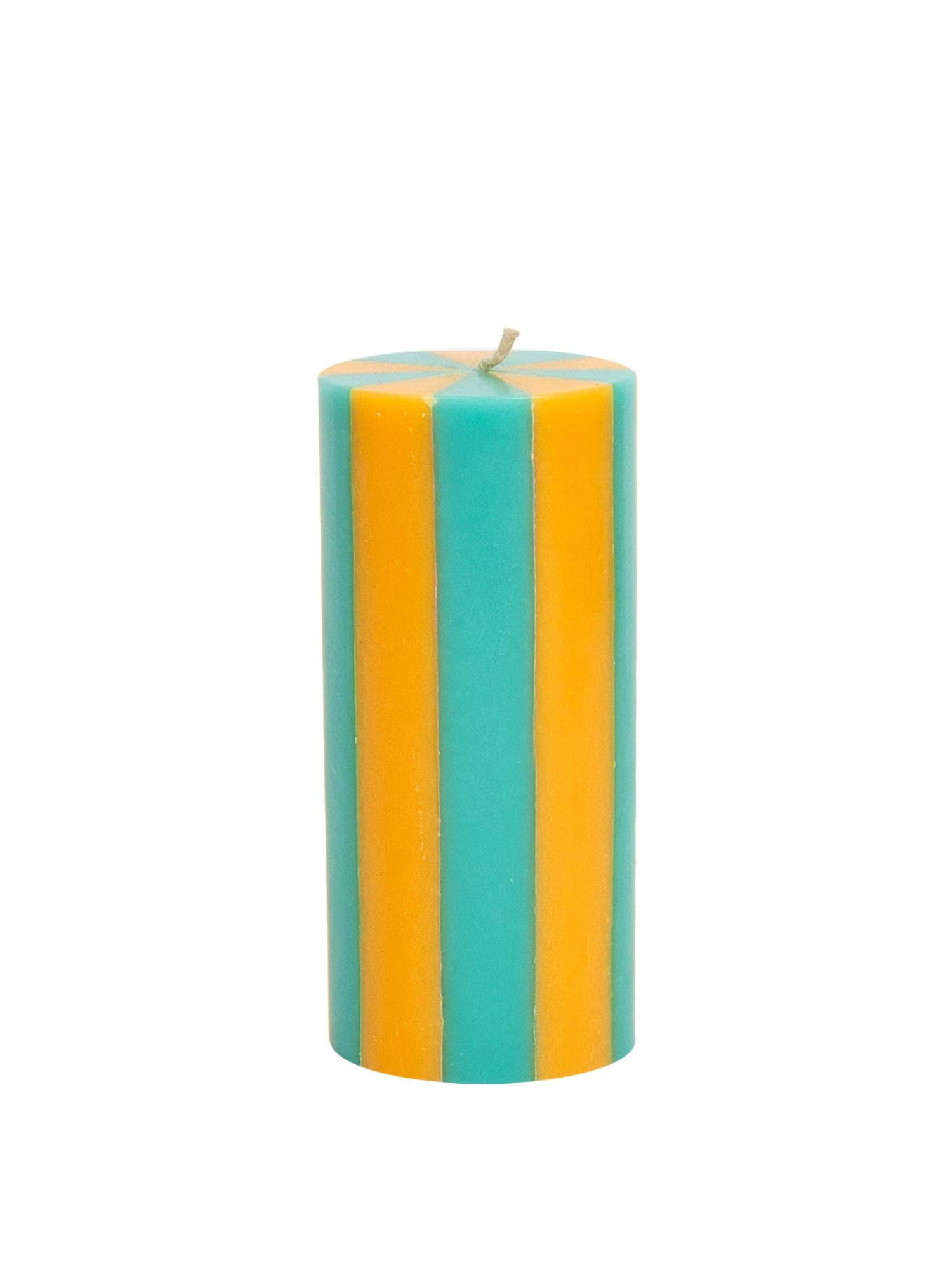 Orange and Green Stripe Pillar Candle (Medium)