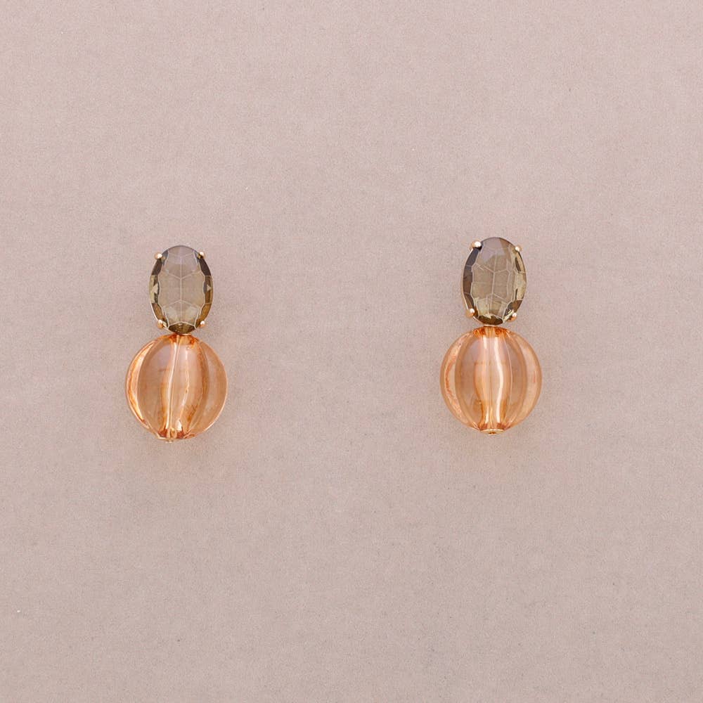 Resin Ball Drop Earrings Taupe