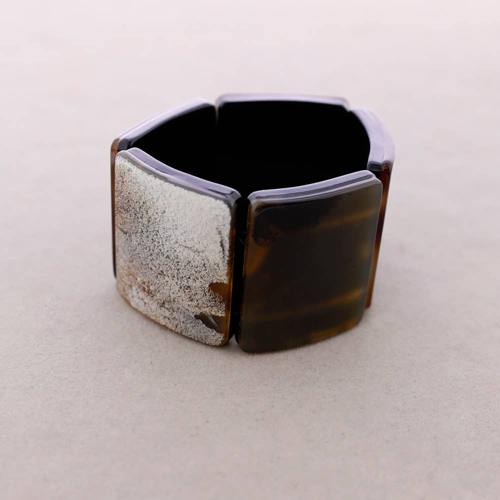 Elastic Bracelet Resin Beads Marrón