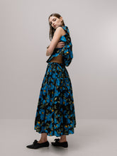 Blue Flower Single Tiered Skirt