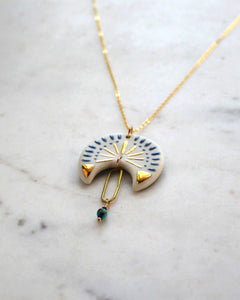 Annie Necklace - Blue, Gold & White with Turquoise & Lapis: 18 inch