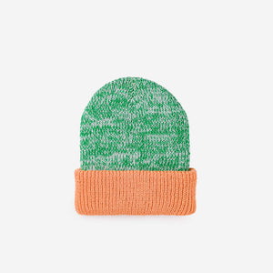 Kelly Peach Colorblock Plush Knit Beanie