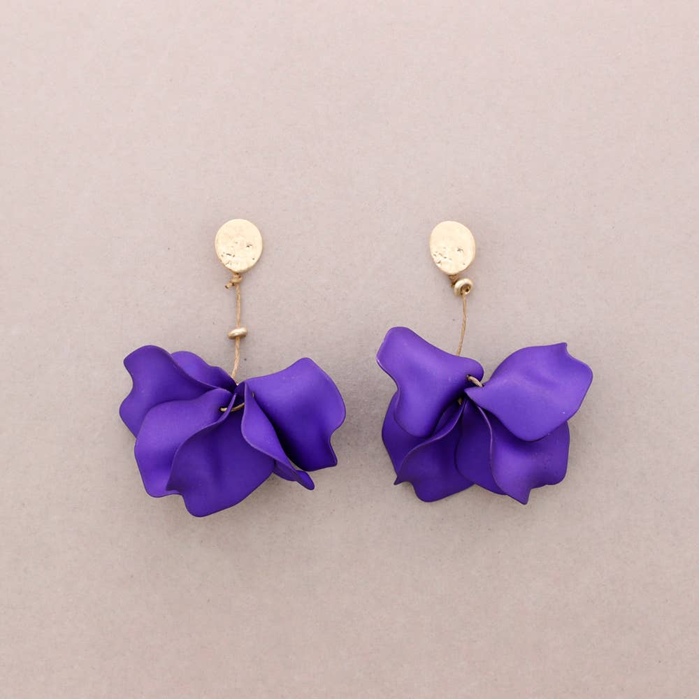 Flower Pendant Earrings Mulberry