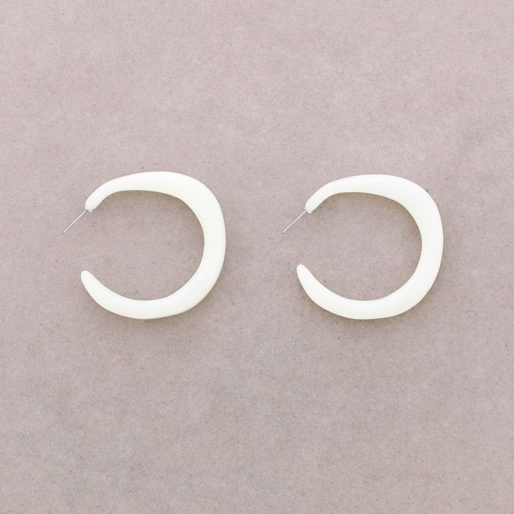 Beige Irregular Resin Hoop Earrings