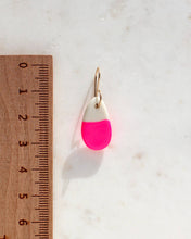 White Porcelain Teardrop Earrings with Neon: Pink / Gold Hooks