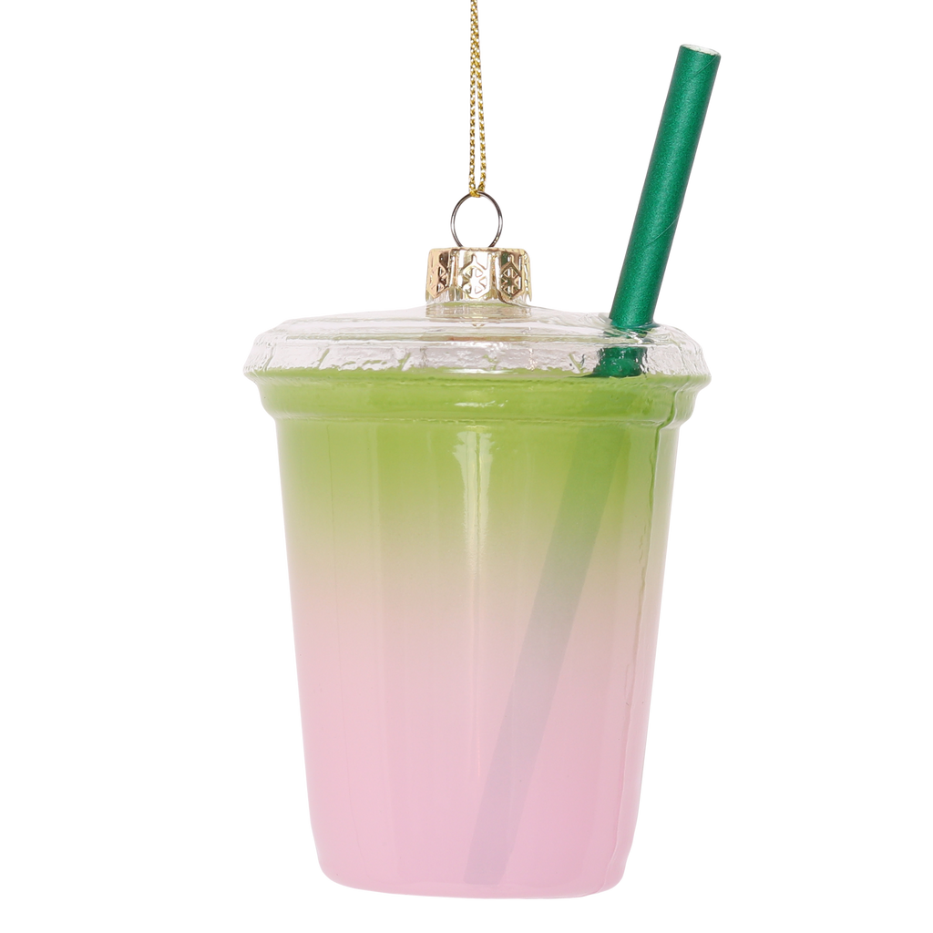 Cherry Matcha Glass Decoration, 12cm