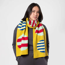 Stripe Dot Big Scarf: Golden Olive