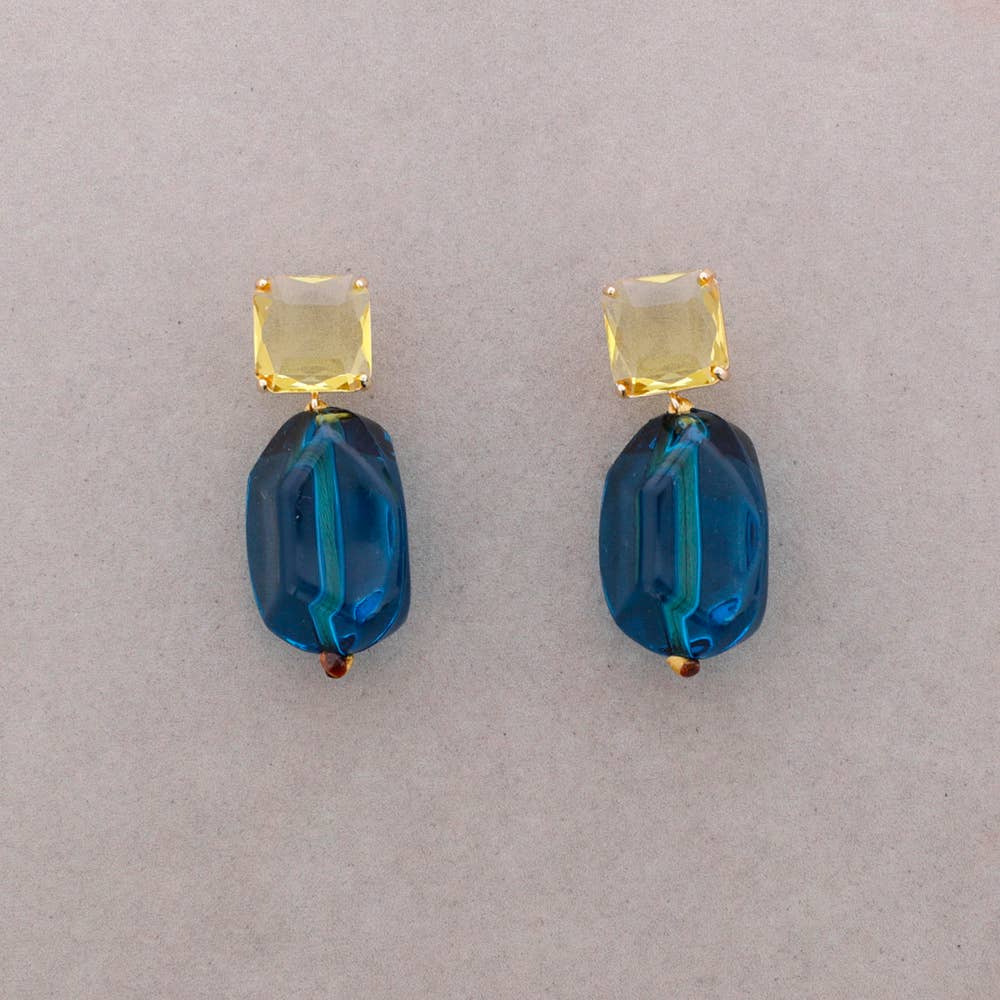 Blue Resin Dangly Earrings
