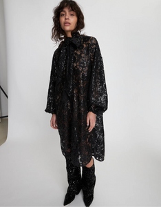 Lace Sequin Shirt Dress