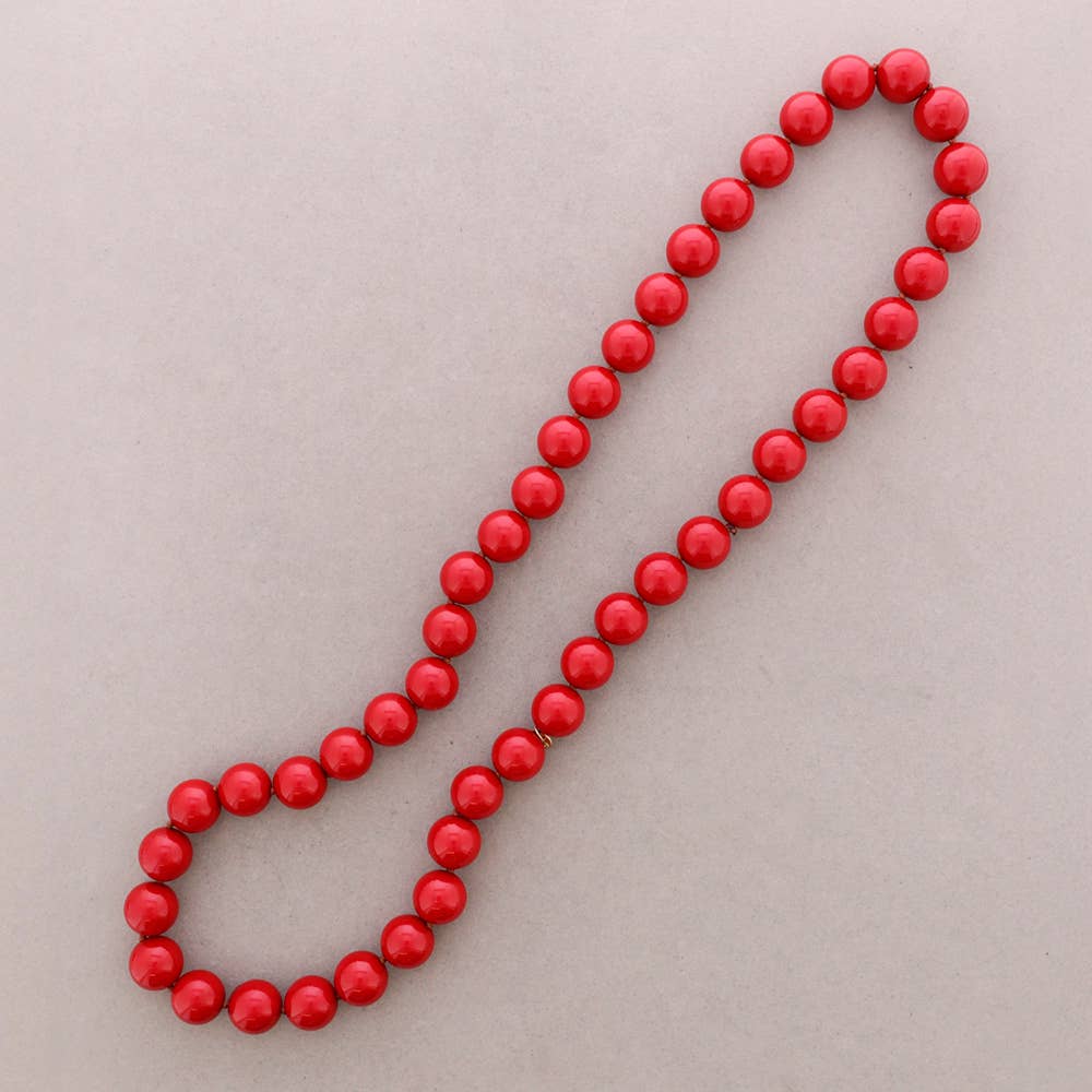 Long Necklace Resin Balls Rojo