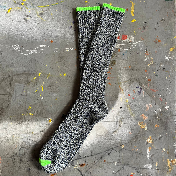 Sara Grey & Green Florescent Socks