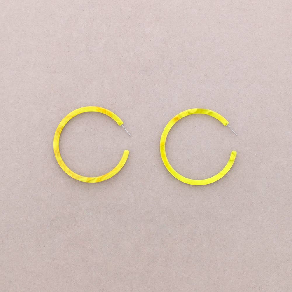 Resin Hoop Earrings Neon Yellow