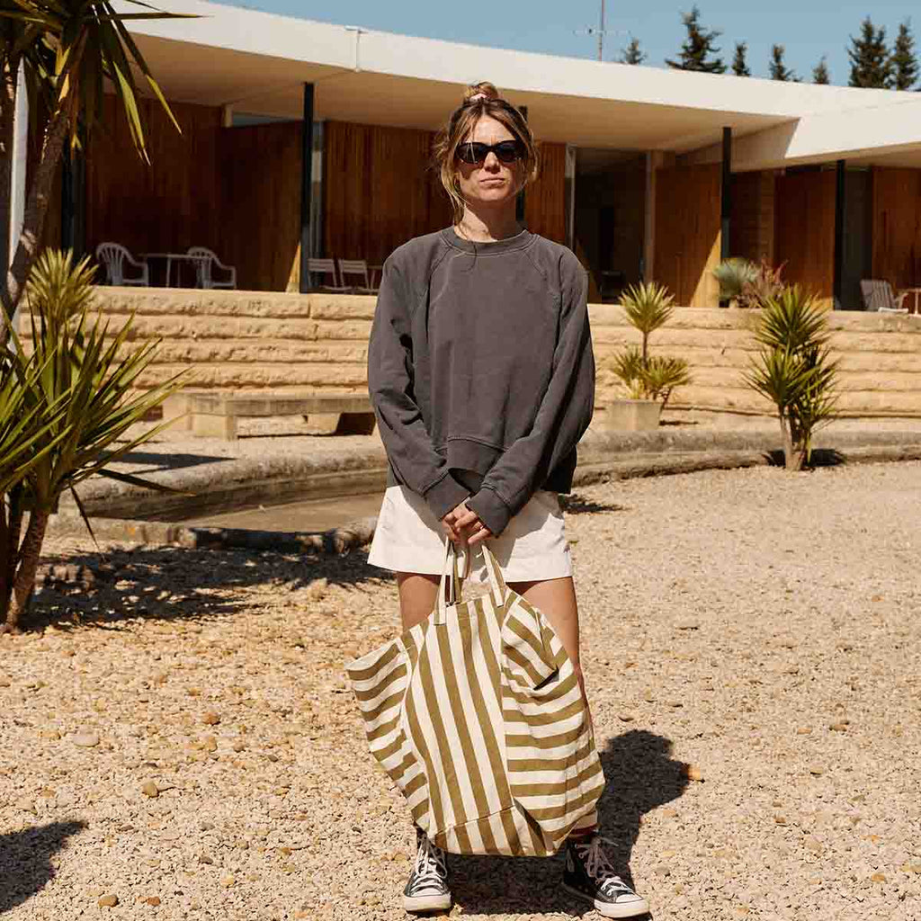 Olive Stripes Elisa Tote Bag